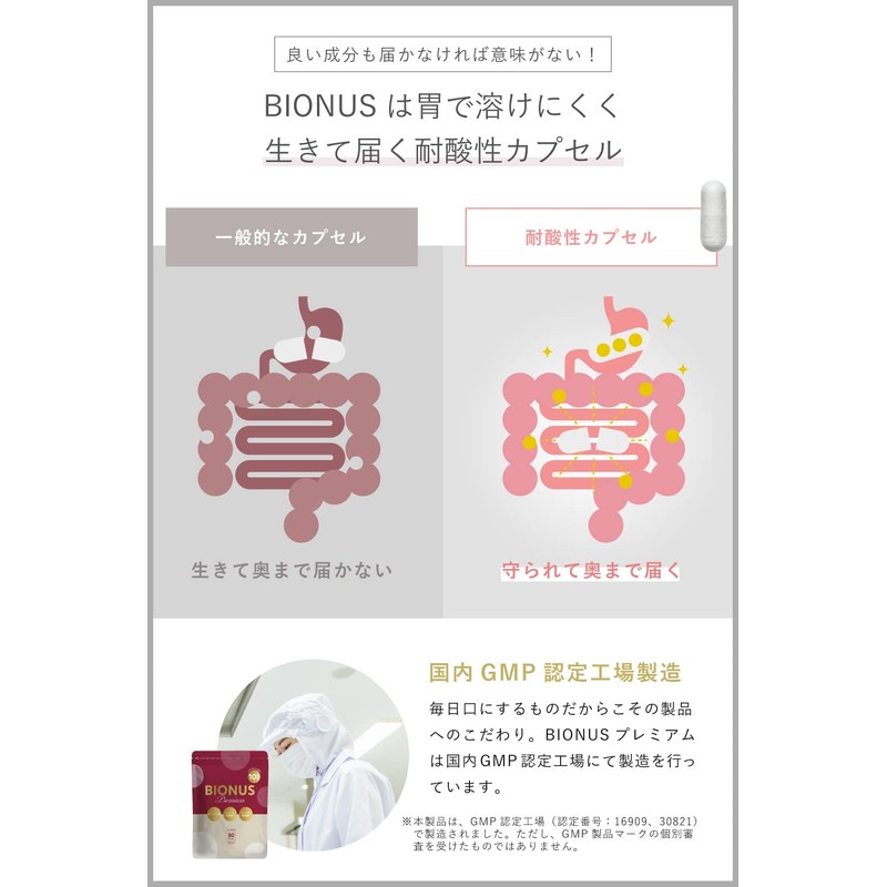 ビオナス プレミアム サプリ 乳酸菌 10兆個 シールド乳酸菌 スマート乳酸菌 ビフィズス菌 [ 耐酸性カプセル採用