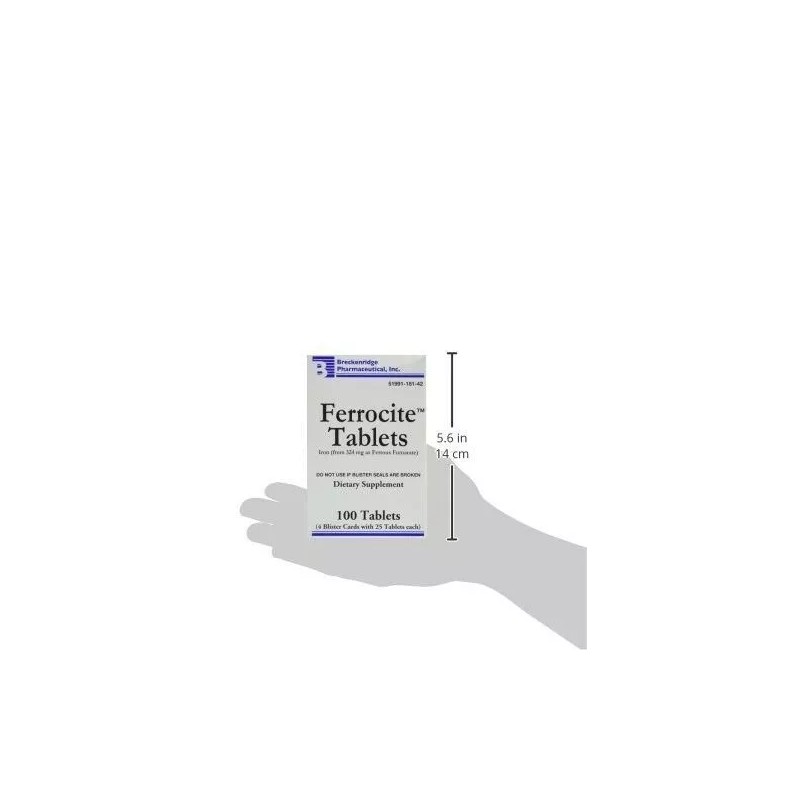 Breckenridge Pharma Ferrocite Iron Dietary Supplement Blood Health Support 100ct