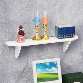 2Pcs White Dollhouse Wall Shelf, Doll House Storage Wall Shelf for Kitchen Scene Dollhouse Décor Accessories, 1:12 Scale Miniature Accessories, Decorations