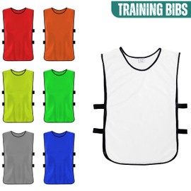 12 X Training Football Bibs For Adults - Sports Bibs For Football, Basketball, Soccer, Netball, Rugby, Cricket & Hockey –Team Practice Vests For Men & Women (White, Kids under 7 year)