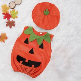 New King Halloween Cosplay, Children, Pumpkin, Cosplay, Costume, Girls, Boys, Pumpkin, Kids' Costume, Hat, Kigurumi Set, Cute Pumpkin Costume, Suitable for Height 31.5 / 35.4 inches (80 / 90 / 100 /