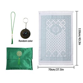 Kellegour Islamic Prayer Mat, Prayer Mat Set, Prayer Rug Mat, Travel Prayer Mat Islam for Women Men, Prayer Mat, Travel Prayer Mat Muslim with Beads, Compas, Ramadan Gift (Green)
