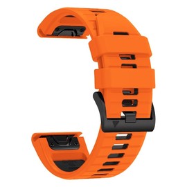 YOCAHU QuickFit 26mm Band Replacement for Garmin Fenix 7X 6X Pro 5X Plus Enduro 2/Descent MK2i /MK3i 51mm/Tactix 7Pro/Epix Pro 51mm Soft Silicone Tape (Orange Black), Small
