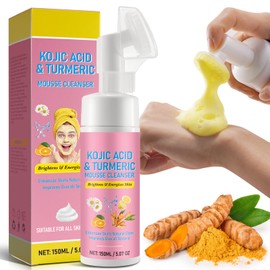 Turmeric Face Wash with Brush, Turmeric Kojic Acid Foaming Cleansing, Cleansing of Facial Skin for Face and Body, Help Balance Skin Oil and Water