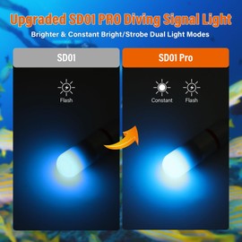 ORCATORCH SD01PRO Upgrade Bright Dive Signal Light, Submersible Beacon Mini Tank Marker Light with Constant and Flashing Modes, for Scuba Diving and Night Time Visibility (Blue)