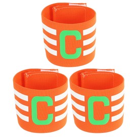 sourcing map Soccer Captain Armband, Nylon Captain Arm Bands for Soccer Elastic Captain C Arm Band Sports Captain Armbands for Football Team Training Youth & Adult Orange, Pack of 3