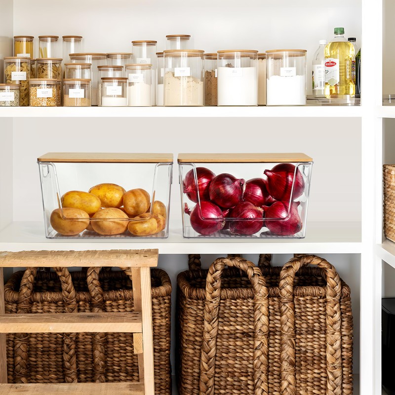 2 Set Pantry Organizer and Storage Stackable Kitchen Pantry Baskets