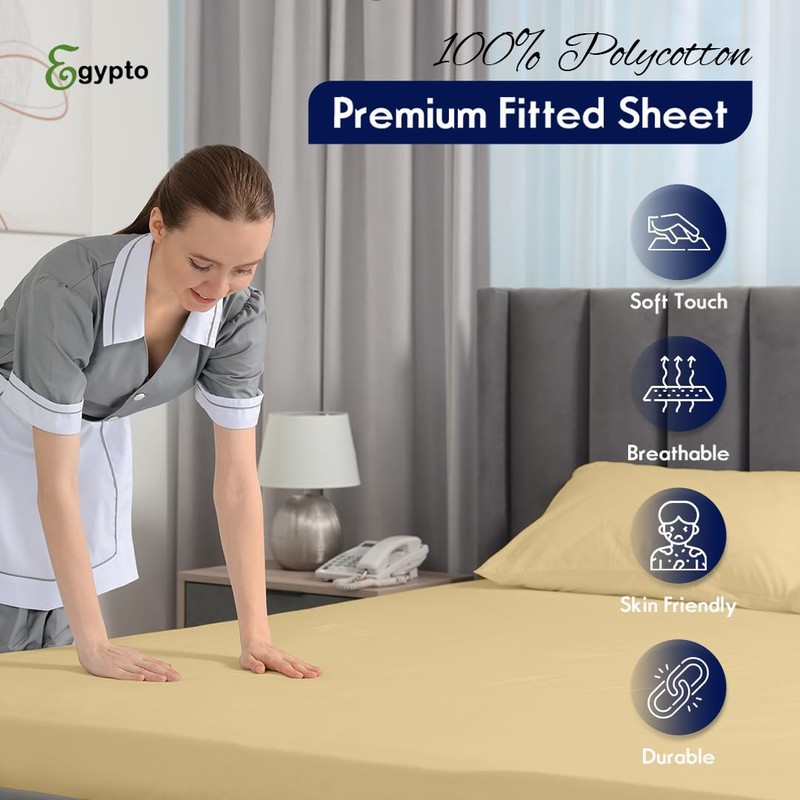Egypto Double Fitted Sheet – Soft & Breathable 10" Deep