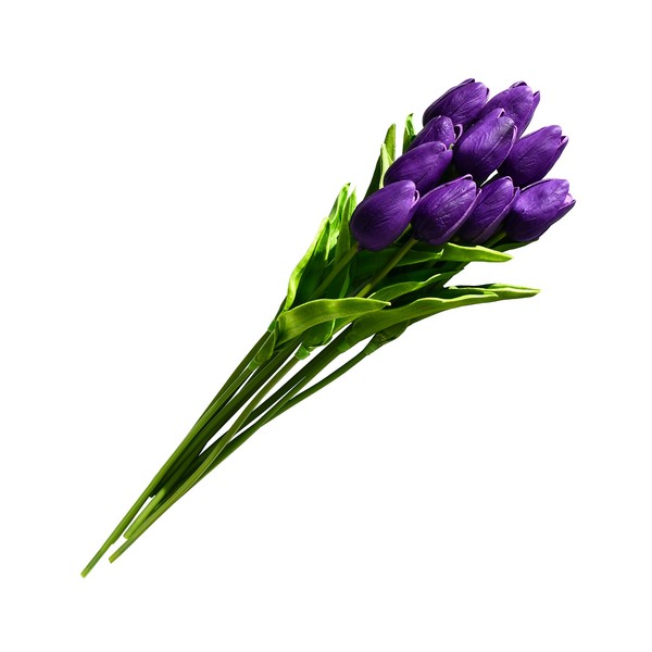 Only Art 10pcs Artificial Purple Tulip Flowers with Soft Latex