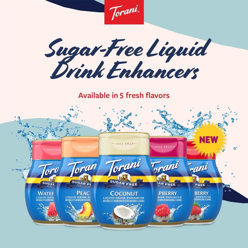 Torani Sugar Free Strawberry Liquid Drink Enhancer, Water Flavoring 4-Pack,