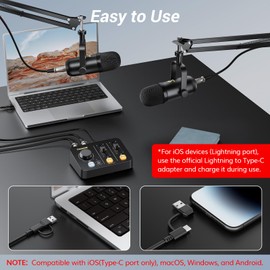 TONOR Podcast Equipment Bundle for 2, Audio Mixer with 2 Dynamic Microphone and 2 Boom Arm Set, XLR Mic with Studio Audio Interface, All-in-One Pack for Podcasting, Recording, Youtube, Tiktok, POD-2