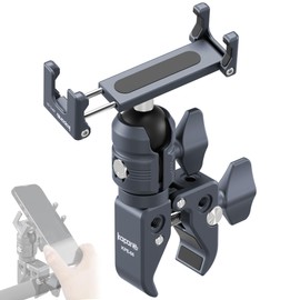 KAPARNER Riding Phone Clip Kit, Dual Knob Single Socket Arm and Aluminium Handlebar Base Mount Strong Rod Clamp, Suitable for Installation in 0.55-1.77” Diameter Steel Round Bar (KPS-07)