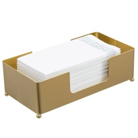 MyGift Modern Gold-Tone Metal Tabletop Paper Hand Towel Holder, Countertop Bathroom Tissue Paper Dispenser Tray for Guest Napkins and Commercial Trifold Multifold - Fits Folded Size up to 9.2" x 4.5"