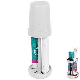 DODAMOUR Adjustable Toothpaste and Toothbrush Holder, Electric Toothbrush Holders for Bathrooms, Plastic Tooth Brush Cup Holder Stand with Drain Tray (Grey)