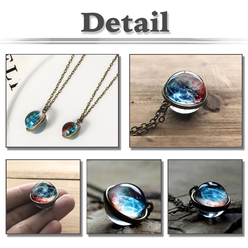 White Fang AZ331 Necklace, Starry Sky, Universe Design, Chain, Crystal,