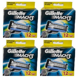 Gillette Mach3 Razor Blade Refills, 48 Cartridges NEW (4x 12 Count)