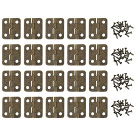 DGBRSM 20pcs Mini Vintage Hinges with Mounting Screws for Gift Boxes Doll House Cabinets DIY Models 18 * 16mm Bronze Miniature Hinges Pocket Flush Hinge Rectangular Jewelry Box Hinges