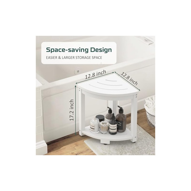 Waterproof Corner Shower Stool for Inside Shower, Poly Lumber Shower