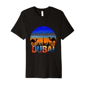 Dubai Burj Khalifa Vintage UAE Dubai Arabic Camel Souvenir Premium T-Shirt