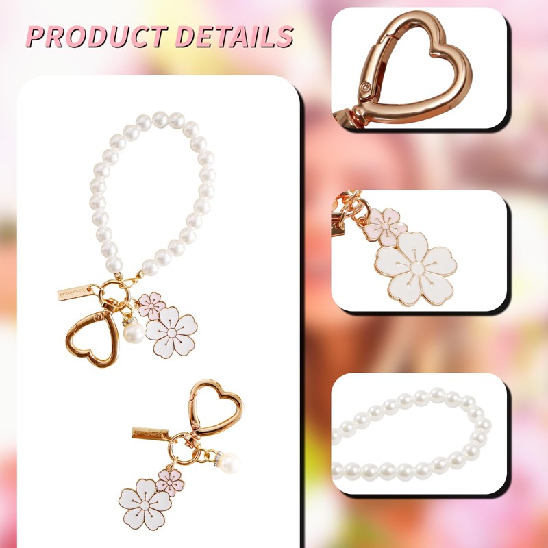 Bliceon Keychains for Women, Cute Pearl Keyring, Car Key Chain,