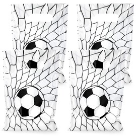 Hxezoc 50 Pieces Soccer Gift Bags Plastic Treat Bag Sport Theme Goodie Bags Soccer Candy Wrap with Handles Party Favor Bags For Kids Birthday Party Decoration Supplies