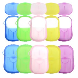 CIOUYAOS 10 Boxes (500 sheets) Portable Hand Soap Flakes, Travel Paper Soap Sheets for Hand Washing, Disposable Laundry Clothes Soap Leaves for Traveling Hiking Campin