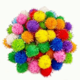JKanruh 600pcs 1 Inch Glitter Poms Sparkle Balls,Multicolored Sparkle Pom Pom Balls for Craft …