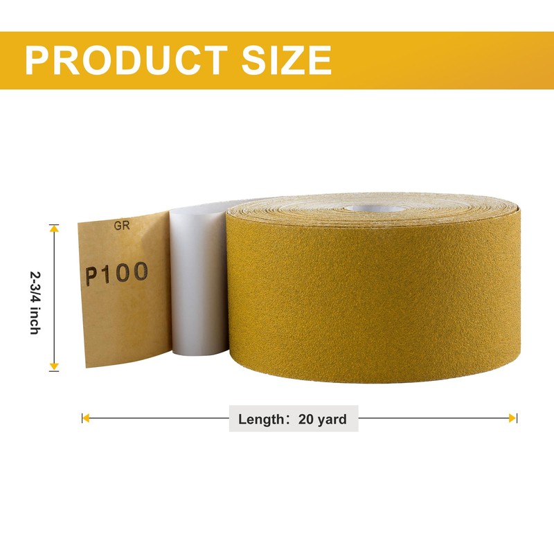 LuckyGuard Self Adhesive Stickyback PSA Sandpaper 100-Grit Sandpaper Roll 2-3/4in