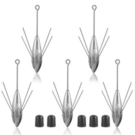 5 Pcs Sputnik Sinkers Surf Fishing Weight, Fishing Equipment Long Tail Fishing Weights Saltwater Surf Casting Sinkers,Fishing Weights Sinkers Spider Weights Surf Casting Sinkers (2 Ounces)
