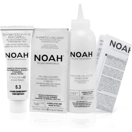 NOAH Permanent Hair Dye 5.3 Golden Light Brown – Ammonia-Free Hair Colour with Linseed Oil & Rice Proteins - Nourishing, Long-Lasting & Grey Coverage - Complete Hair Colour Kit - 140ml