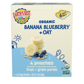 Earth's Best Organic Banana Blueberry Oat Pouch, 3.5 oz (Pack of 4)