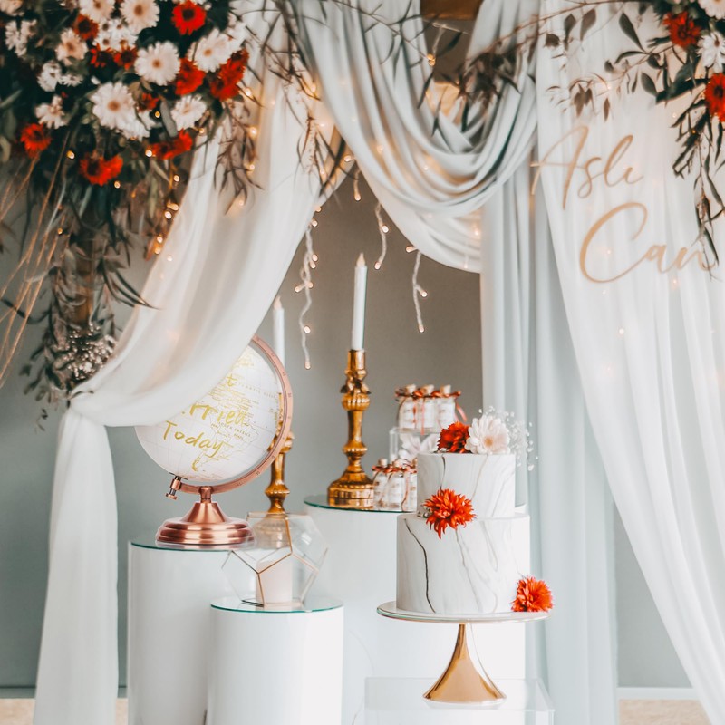 TOPGLOBE 20cm Globe Golden and White Colour Metallic - Wedding