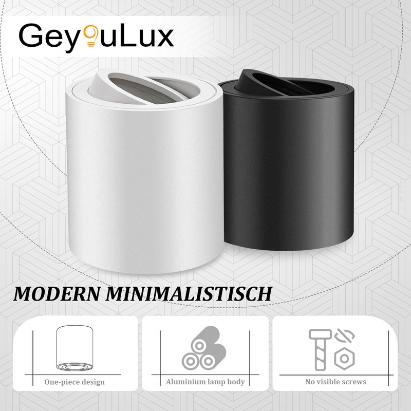 GeyouLux 4 x LED Surface-Mounted Spotlights, Dimmable, Diameter 80 x