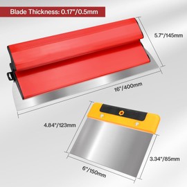 Drywall Skimming Blade 16” + 6” Scraper Tool Set - Stainless Blade, Ergonomic Z Handle, Multi-Use Trowel Set - Ideal for Skim Coating, Tiling, Cement, Spackling, DIY Drywall Repair