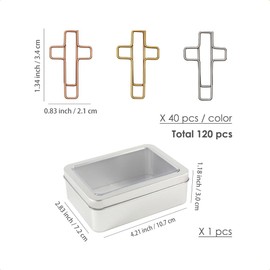 OWLFAVO 120pcs Cross Shape Paper Clips with Storage Box, 3 Colors, Funny Cute Paperclips Bookmarks Planner Clips for Fun Office Supplies School Gifts Wedding Decoration