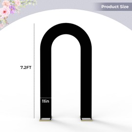 Babenest 7.2Ft Spandex Open Arch Backdrop, Fitted Double-Sided U-shaped Wedding Arch, Round Top Chiara Stand Cover for Ceremony, Baby Shower, Birthday Party Decoration (Black)