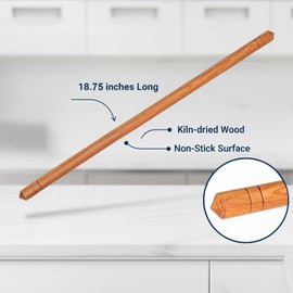 Beech Wood Turkish Oklava Rolling Pin – Non-Stick Oil-Infused Smooth Surface for Dough, Cookies, Pastry, Pizza & Bread – Traditional 18.7 Inch (48 cm) Kitchen Roller for Home & Professional Bakers