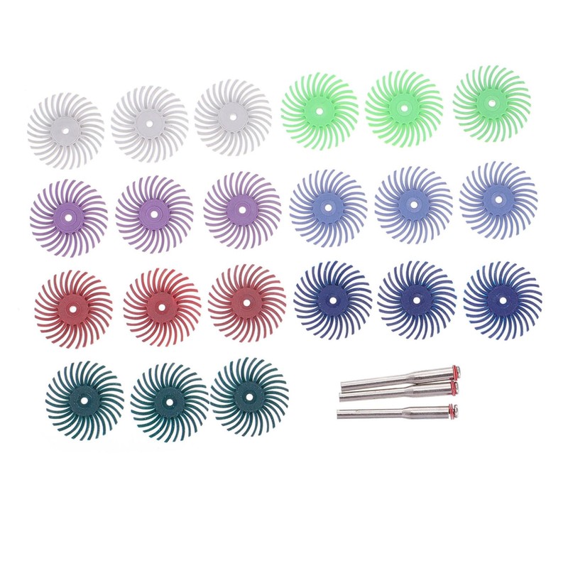 WOONEKY 24pcs Radial Polishing Discs Multi-grit Bristle Buffing Wheels for