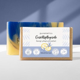 puremetics Mediterranean Facial Care Soap | Organic Soap for Facial Cleansing | Organic Oils Facial Cleanser