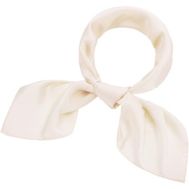 SATINIOR Chiffon Scarf Square Neck Scarf Handkerchief Retro Satin Ribbon Neckerchief for Women(23.6 x 23.6 Inches,Beige)