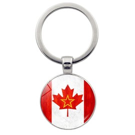 5Packs Canada Maple-Leaf Flag Keychain - Canadian Maple Leaf Key Chain Keyring Keychain (Style A)