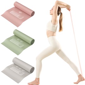 Set of 3 Workout Resistance Bands for Women, Long Stretch Bands for Exercise, Pilates, Yoga, Muscle Building, Physiotherapy & Recovery, 3 Resistance Levels for Body Stretching