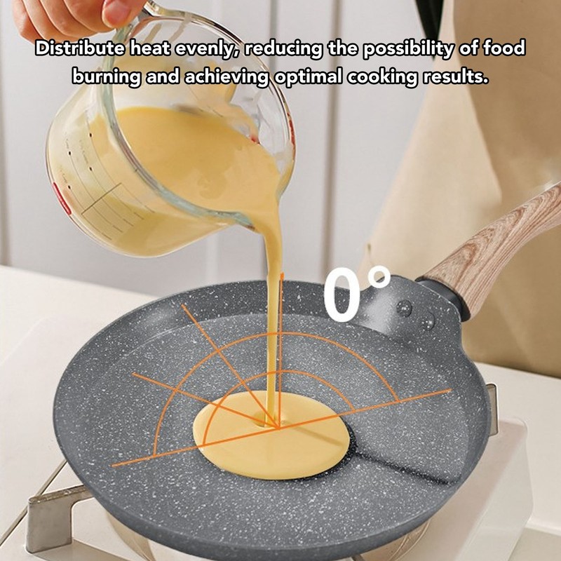 Frying Pan Wood Handle Aluminum Alloy Cooking Skillet Fast Heating