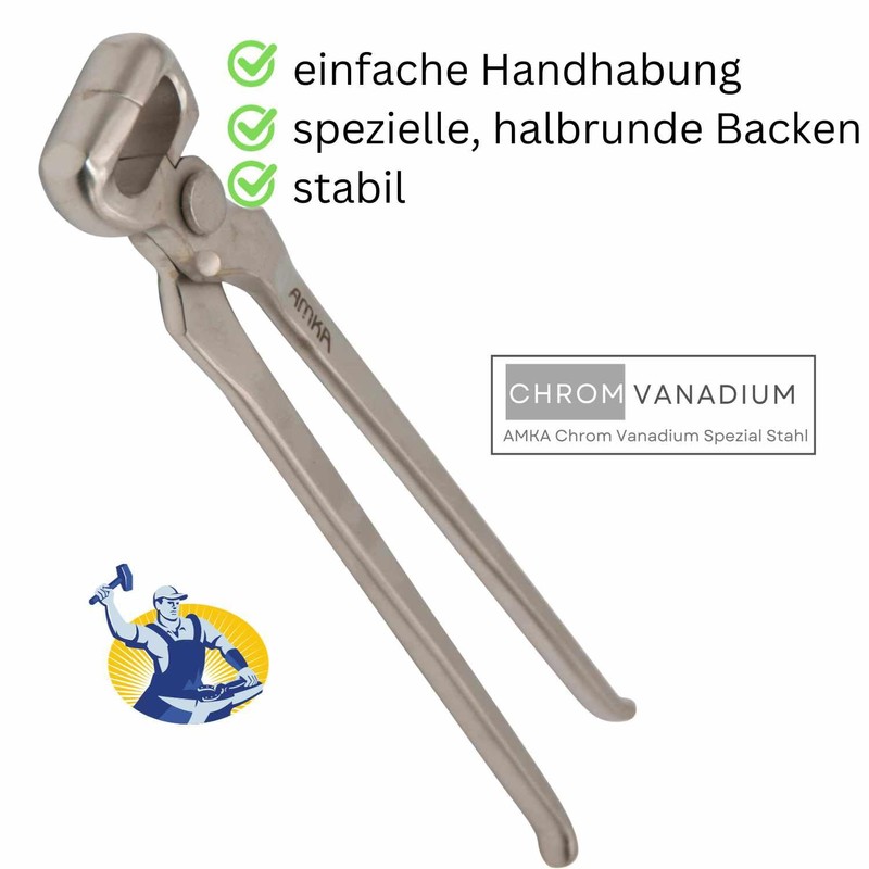 AMKA CV Hoof Cutting Pliers with Semicircular Jaws Chrome Vanadium