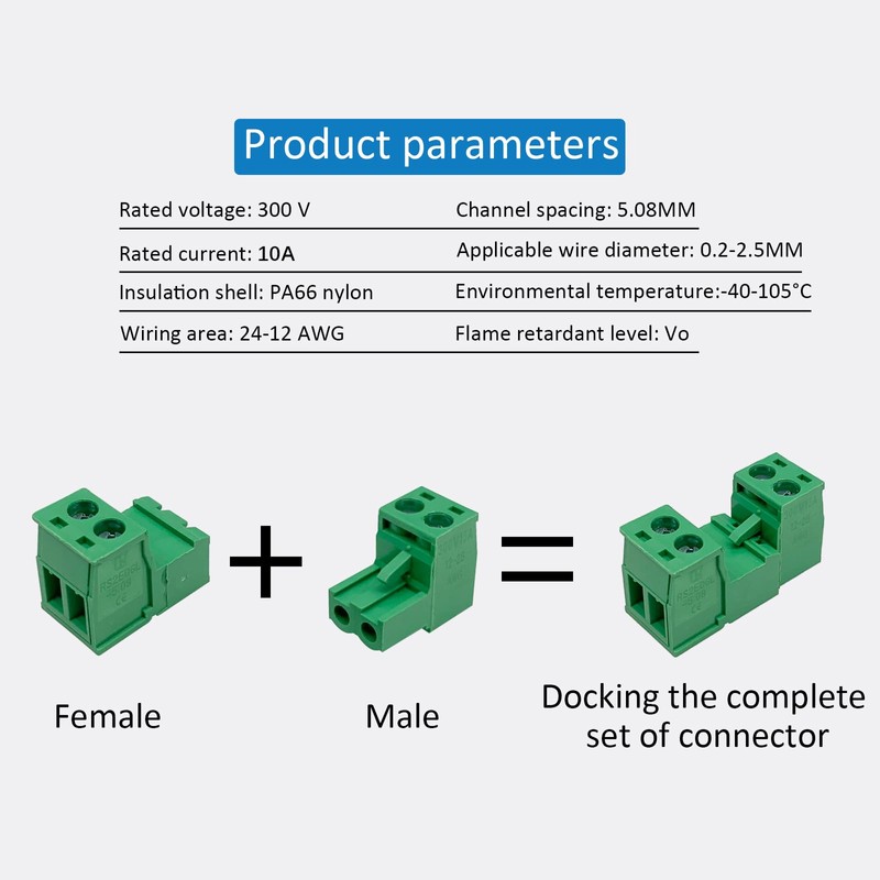 Willwewon Set of 10 2-Pin 2EDGRK 5.08 mm Pitch Pluggable