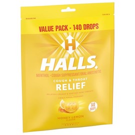 Halls Halls Relief Honey Lemon Cough Drops, Value Pack, 140 Drops