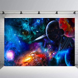 EMTOBT 10x7ft Deep Space Planet Backdrop Universe Nebula Background Purple Night Sky Milky Way Stars for Photography Kid Adult Birthday Party Events Decoration Photo Studio Prop Vinyl BJWHEM341