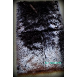 Fur Accents Hand Crafted Faux Throw Rug, Black Rectangle Shag, Faux Sheepskin, Faux Bear Skin, Throw Rug, Hand Made in America 24"x48"