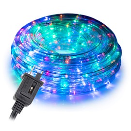 WYZworks 50 ft Multi-RGB PRE-ASSEMBLED LED Rope Lights - 2 Wire Christmas Holiday Decoration Indoor/Outdoor Lighting