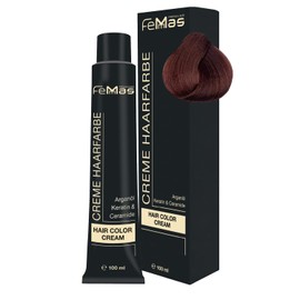 FemMas Hair Colour, Professional Cream Hair Colour with Argan Oil, Keratin & Ceramides, as Permanent Hair Colouring or Tint for Radiant, Durable Colour Results, Dark Blonde Copper 6.4, 100 ml